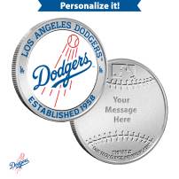 1 oz Colorized Engravable MLB Los Angeles Dodgers Silver Round (New w/ Gift Box)
