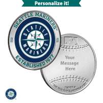 1 oz Colorized Engravable MLB Seattle Mariners Silver Round (New w/ Gift Box)