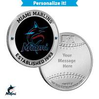 1 oz Colorized Engravable MLB Miami Marlins Silver Round (New w/ Gift Box)
