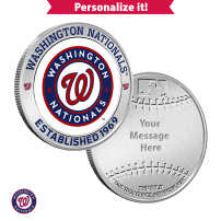 1 oz Colorized Engravable MLB Washington Nationals Silver Round (New w/ Gift Box)