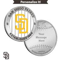 1 oz Colorized Engravable MLB San Diego Padres Silver Round (New w/ Gift Box)