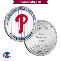 1 oz Colorized Engravable MLB Philadelphia Phillies Silver Round (New w/ Gift Box)