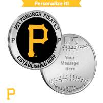 1 oz Colorized Engravable MLB Pittsburgh Pirates Silver Round (New w/ Gift Box)