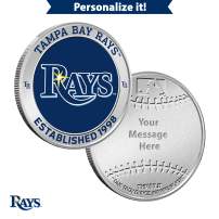 1 oz Colorized Engravable MLB Tampa Bay Rays Silver Round (New w/ Gift Box)