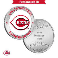 1 oz Colorized Engravable MLB Cincinnati Reds Silver Round (New w/ Gift Box)