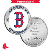 1 oz Colorized Engravable MLB Boston Red Sox Silver Round (New w/ Gift Box)