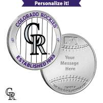 1 oz Colorized Engravable MLB Colorado Rockies Silver Round (New w/ Gift Box)
