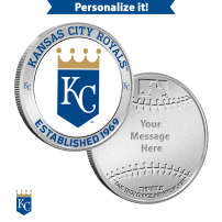 1 oz Colorized Engravable MLB Kansas City Royals Silver Round (New w/ Gift Box)
