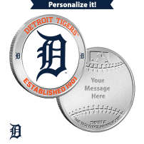 1 oz Colorized Engravable MLB Detroit Tigers Silver Round (New w/ Gift Box)