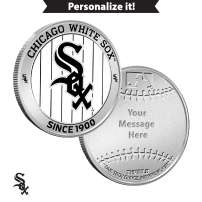 1 oz Colorized Engravable MLB Chicago White Sox Silver Round (New w/ Gift Box)