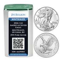 2026 1 oz American Silver Eagle Tube (MintSealed, 20 Coins, BU)