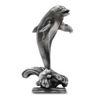 3 oz Antique Finish Dolphin Silver Statue (New w/ CoA)