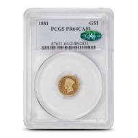 1881 Pre-33 $1 Indian Princess Gold Coin PCGS PR64 CAM CAC (Large Head, Type 3)