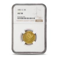 1851-C Pre-33 $5 Liberty Gold Half Eagle Coin NGC AU58