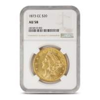 1873-CC Pre-33 $20 Liberty Gold Double Eagle Coin NGC AU58