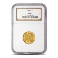 1904 Pre-33 $5 Liberty Gold Half Eagle Coin NGC MS67