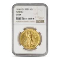 1907 Pre-33 $20 Saint Gaudens Gold Double Eagle Coin NGC AU58 WIRE RIM