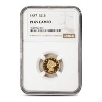 1887-P Pre-33 $2.50 Liberty Gold Quarter Eagle Coin NGC PR65 CAMEO