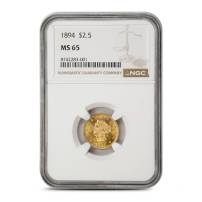 1894 Pre-33 $2.50 Liberty Gold Quarter Eagle Coin NGC MS65