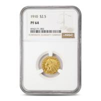 1910-P Pre-33 $2.50 Indian Gold Quarter Eagle Coin NGC PF64