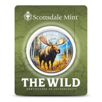 1 oz Scottsdale Colorized Silver The Wild Moose Round (Certi-Lock)