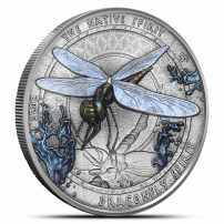 2025 1 oz Antique Sioux Nation Silver Metallic Dragonfly Coin (Ultra High Relief, Capsule + CoA)