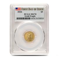 2026 1/10 oz American Gold Eagle Coin PCGS MS70 FDOI