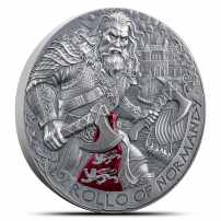 2026 2 oz Antique Cameroon Silver The Way to Valhalla Rollo of Normandy Coin (High Relief, Box + CoA)