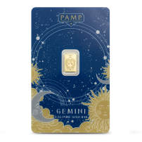 1/2 Gram PAMP Suisse Zodiac Gemini Gold Bar (New w/ Assay)