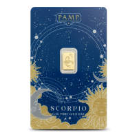 1/2 Gram PAMP Suisse Zodiac Scorpio Gold Bar (New w/ Assay)