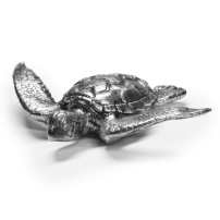 1 oz Antique Finish Sea Turtle Silver Statue (New w/ CoA)