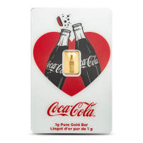 1 Gram Gold Coca-Cola Valentine's Love Bar (New w/ Assay)