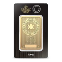 100 Gram (RCM) Royal Canadian Mint Gold Bar (New w/ Assay)