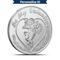 1 oz Engravable SilverTowne Be My Valentine Cherub Silver Round (New)