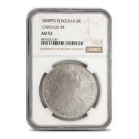 1788 - 1808 8 Reales Bolivian Silver Spanish Pillar Dollar NGC AU53