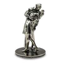 12 oz Antique Finish The Kiss Silver Statue (New, Box + CoA)