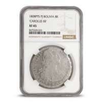 1788 - 1808 8 Reales Bolivian Silver Spanish Pillar Dollar NGC XF45