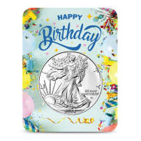 2026 1 oz American Silver Eagle Coin (BU, Happy Birthday Confetti Card)
