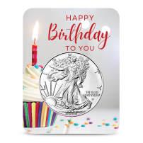 2026 1 oz American Silver Eagle Coin (BU, Happy Birthday Cupcake Card)
