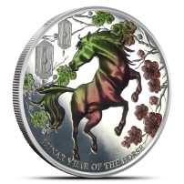 2026 1 oz Proof Colorized Pitcairn Islands Silver Lunar Year of the Horse Coin (Box + CoA)