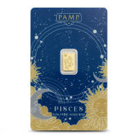 1/2 Gram PAMP Suisse Zodiac Pisces Gold Bar (New w/ Assay)