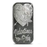 1 oz SilverTowne Happy Valentine’s Day Roses Silver Bar (New)