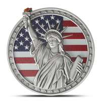 2025 1 oz Antique Colorized Samoa Silver Statue of Liberty Coin (Box + CoA)