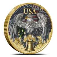 2026 2 oz Antique Niue Silver USA 250th Anniversary Coin (Box + CoA, Gilded)