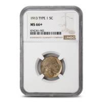 1913 Buffalo Nickel NGC MS66+ (Type 1, Raised Ground)
