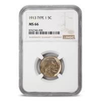 1913 Buffalo Nickel NGC MS66 (Type 1, Raised Ground)