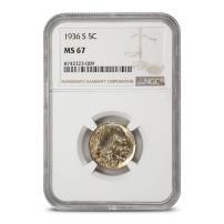 1936-S Buffalo Nickel NGC MS67