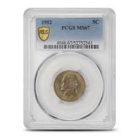 1952 Jefferson Nickel PCGS MS67 (Type 1, Original Design Vintage)