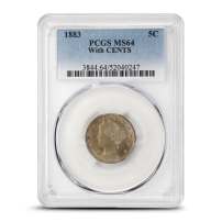 1883 Liberty Head Nickel PCGS MS64 (Type 2, With Cents)