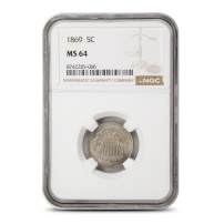 1869 Shield Nickel NGC MS64